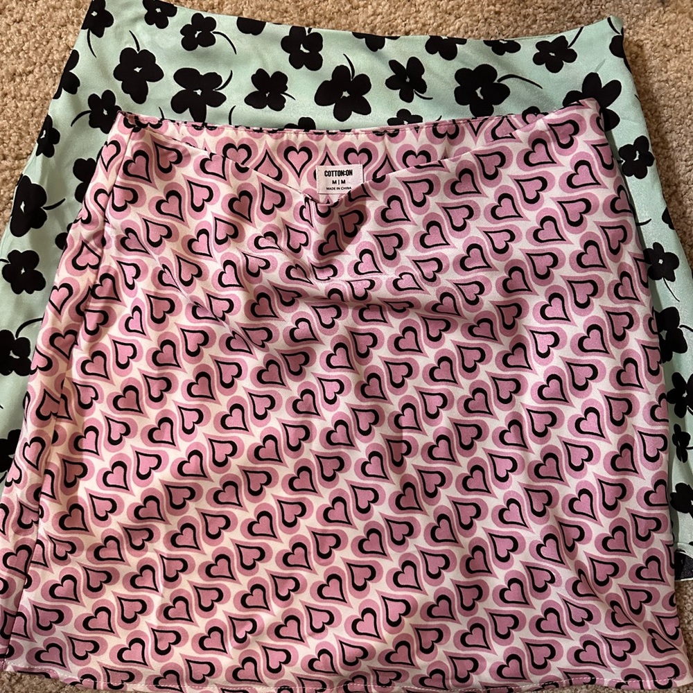 Two cotton on fit and flare silky skirts